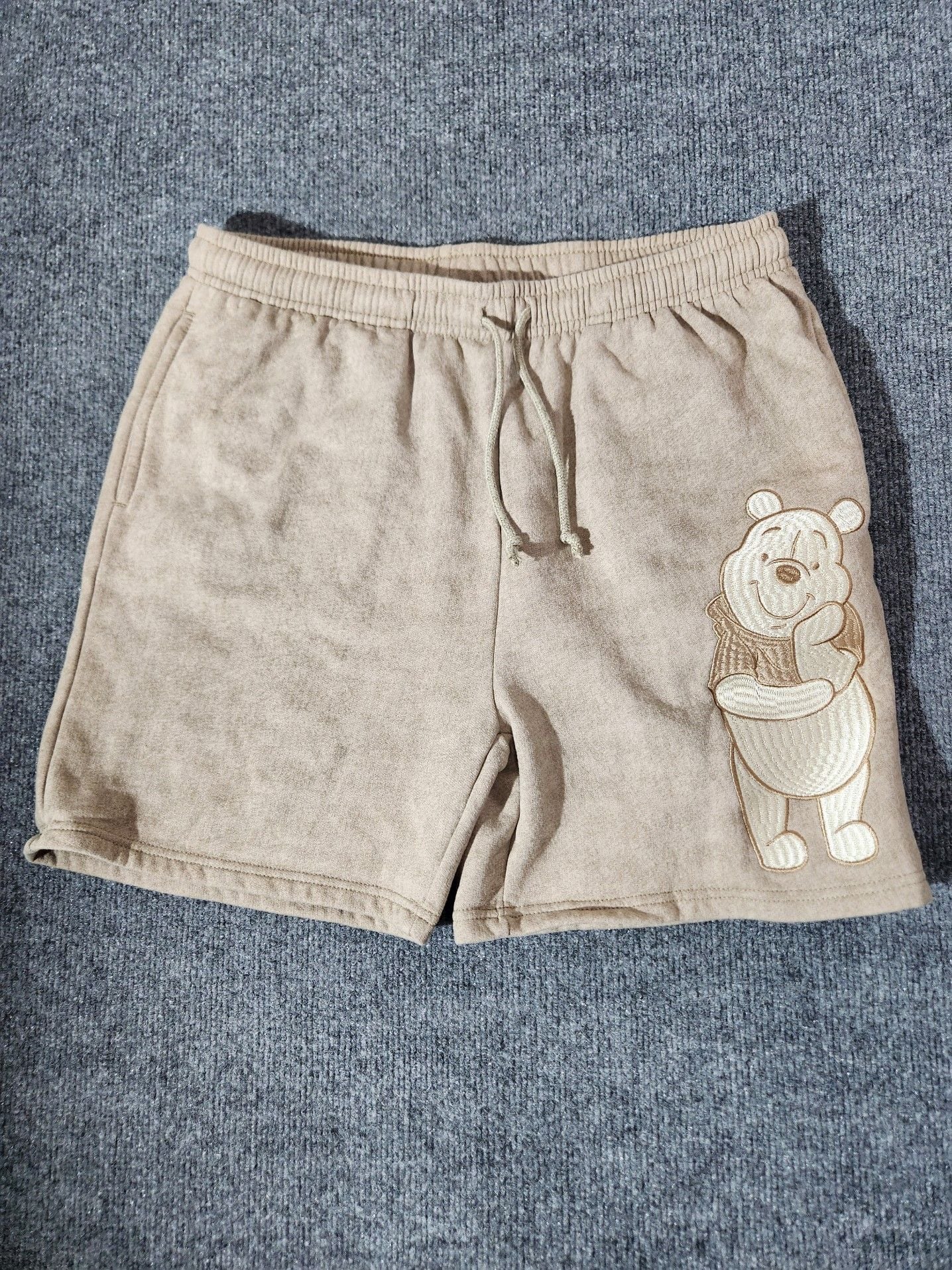 Disney Winnie The Pooh Juniors' Graphic Fleece Shorts Beige Size Large